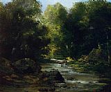 Gustave Courbet Famous Paintings - River Landscape